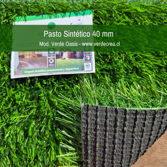 Pasto Sintético 40 mm Modelo Verde Oasis Verdecrea.cl