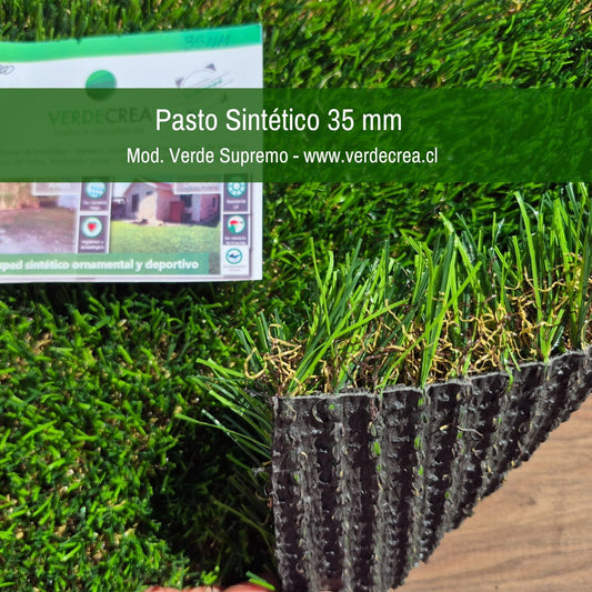 Pasto Sintético 35 mm Modelo Verde Supremo Verdecrea.cl